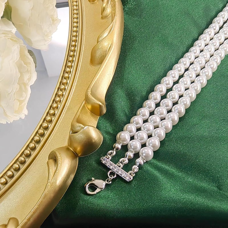 Zeffy Pearl Necklace 4MM/6MM/8MM Dainty Round Imitation Pearl Choker Necklace Wedding Pearl Necklace Delicate Jewelry for Women Simple Bridesmaid Jewelry Gifts - Image 3